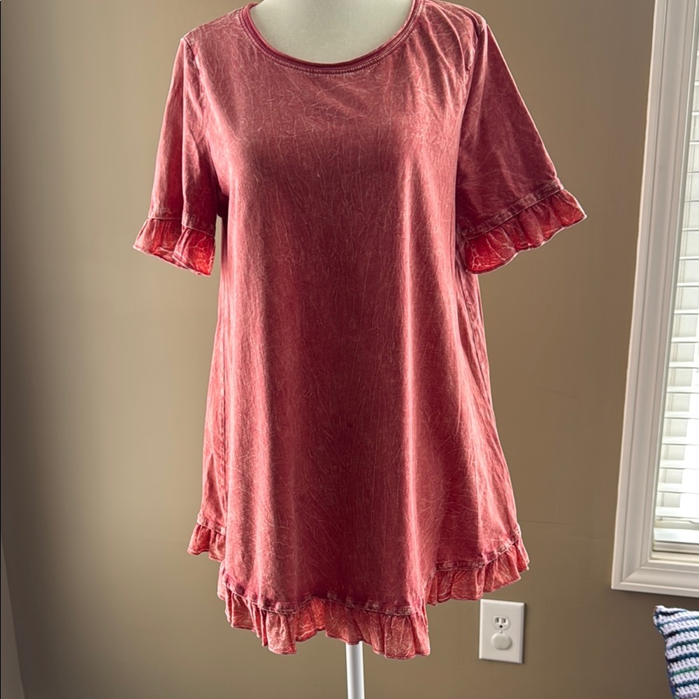 Women's Ruffled Coral Tunic